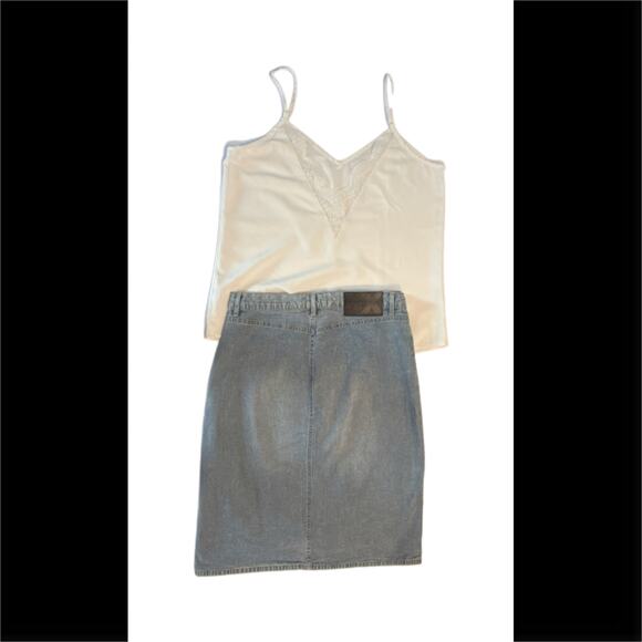 Express Y2K Denim Pencil Jean Skirt Front Slit | 4 - Picture 2 of 4